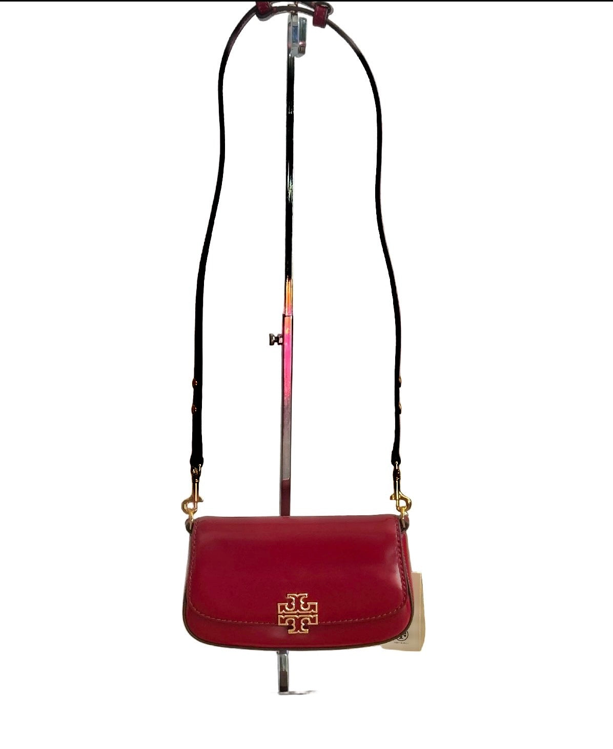 NWT Tory Burch Britten Convertible Crossbody Leather Handbag In Red