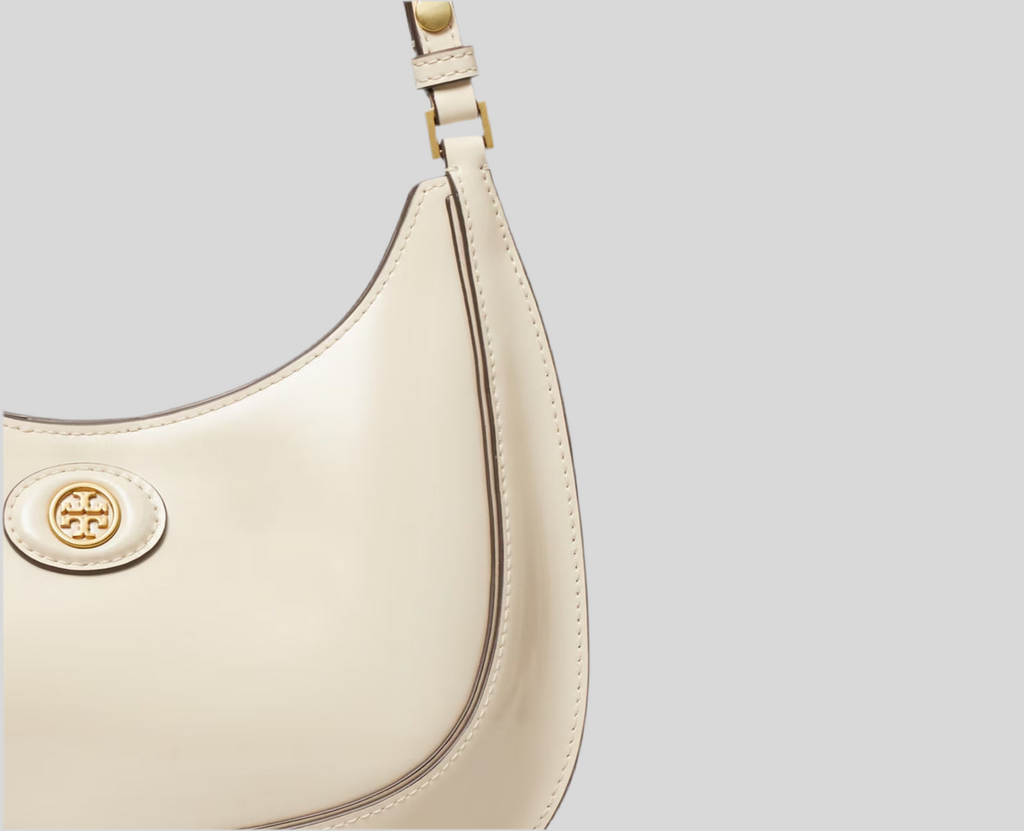 NWT Tory Burch Medium Robinson Spazzolato Convertible Crescent Bag With Original Dust Bag