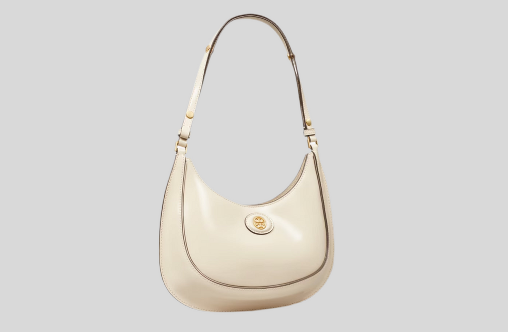 NWT Tory Burch Medium Robinson Spazzolato Convertible Crescent Bag With Original Dust Bag