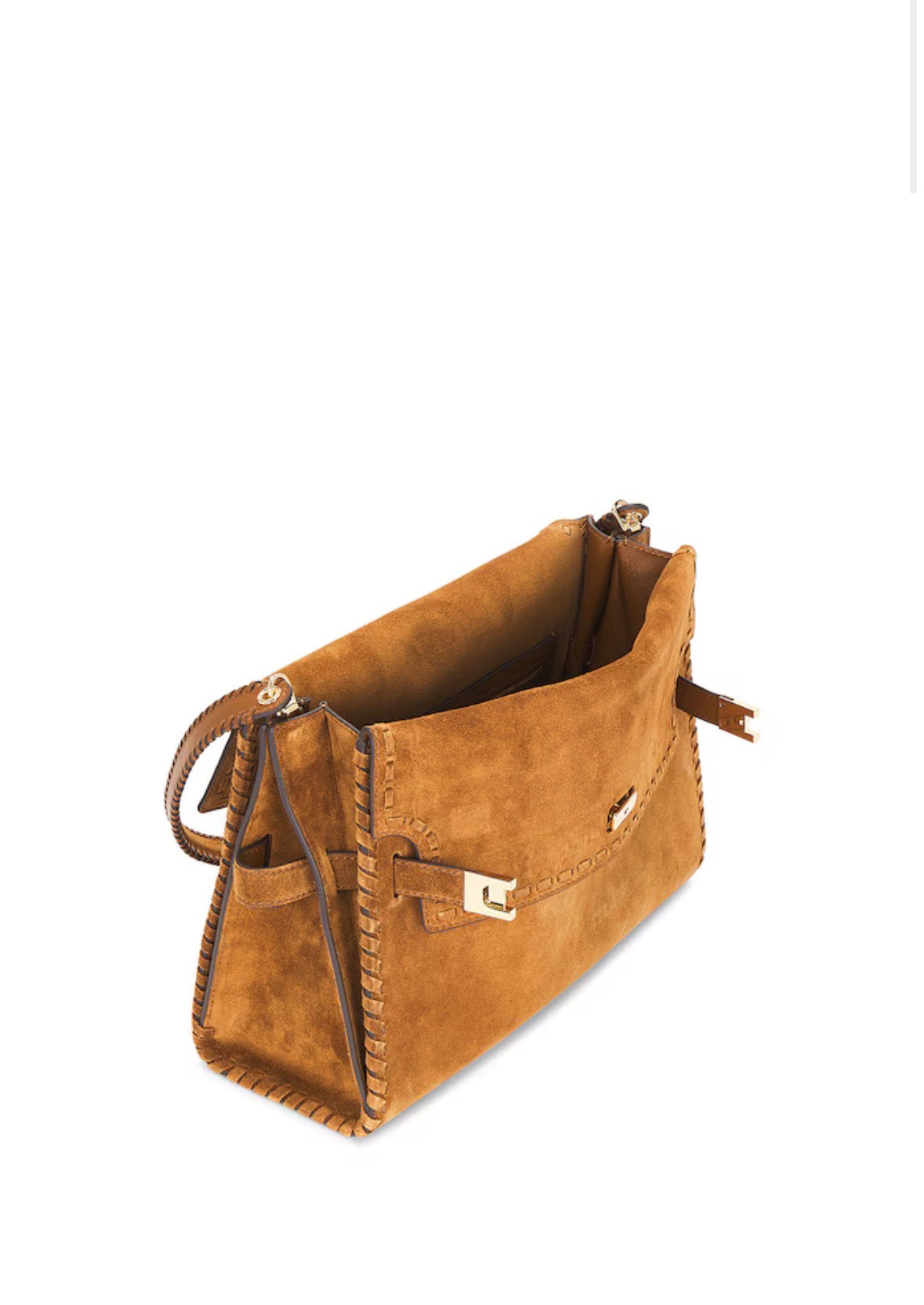 Tory Burch Suede Whipstitch Large Lee Radziwill Shoulder Bag