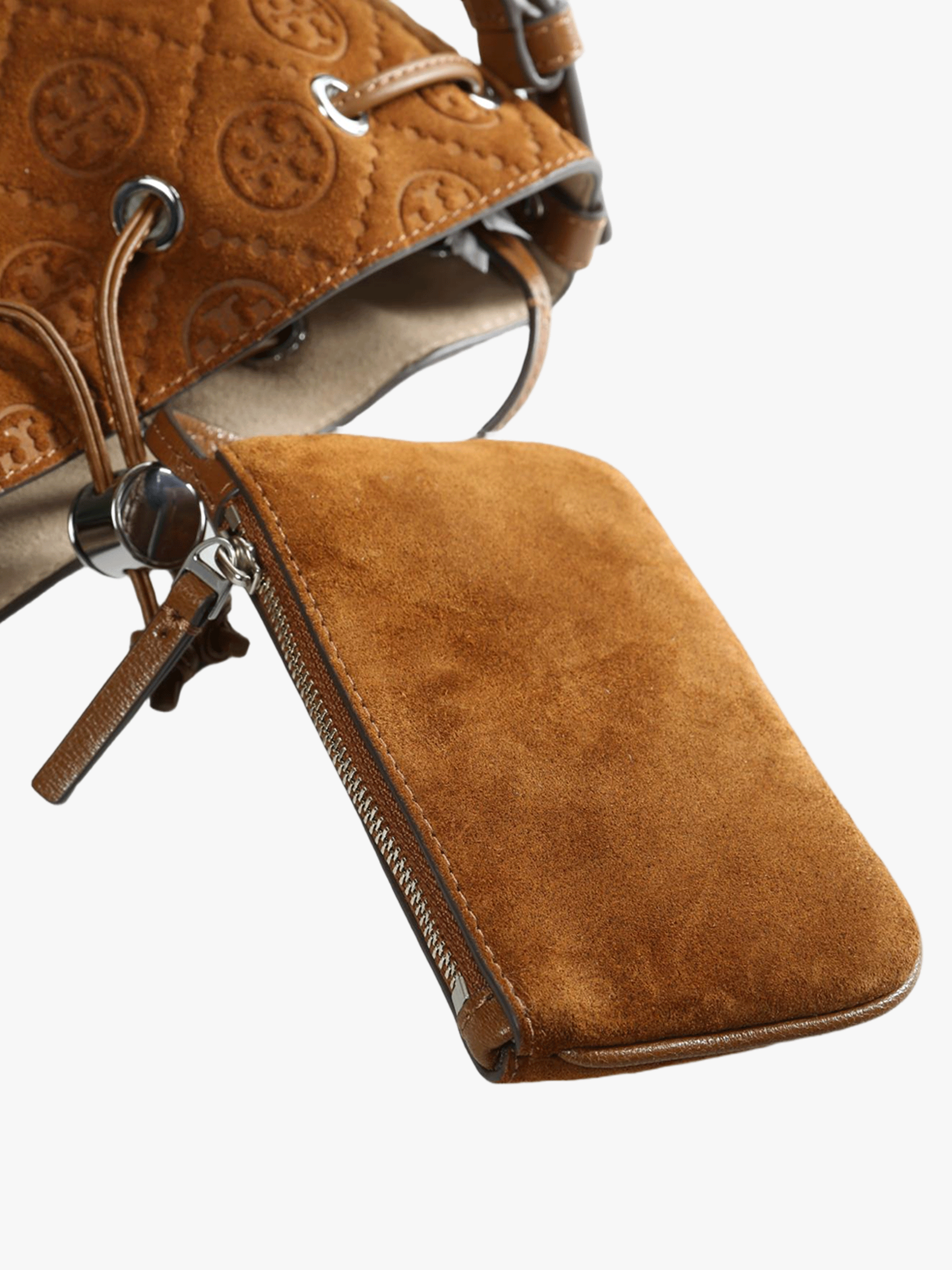TORY BURCH - Women T Monogram Suede Bucket Bag